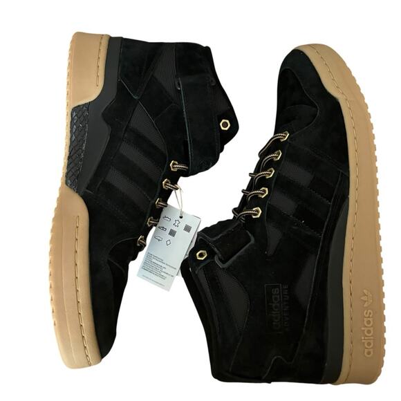 Adidas Forum Mid Adventure Pack Black/Gum Sneakers Size 10.5 - Picture 6 of 11